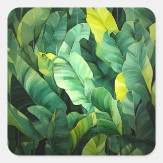 Tropical Leaves Abstract Botanical Jungle Nature Square Sticker