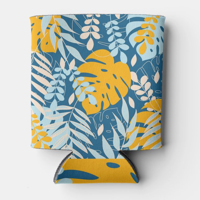 Tropical Leaves: Abstract Jungle Can Cooler (Front)