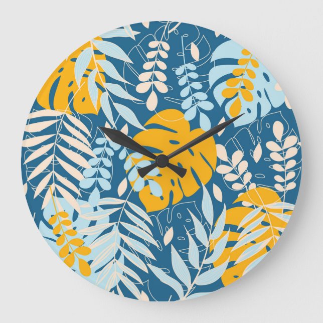 Tropical Leaves: Abstract Jungle Large Clock (Front)
