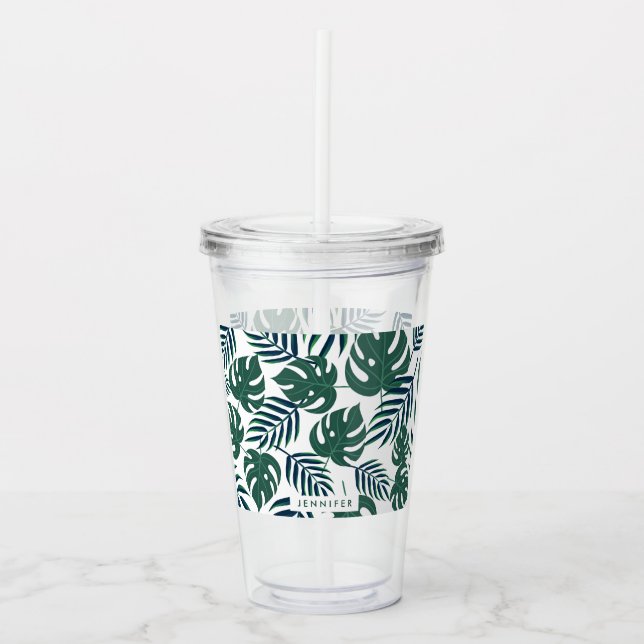 Tropical Leaves Acrylic Tumbler (Front)