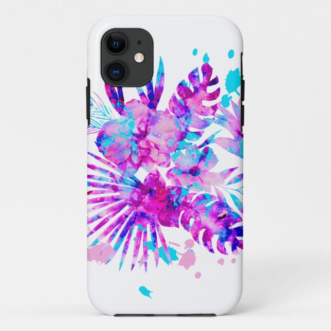 Tropical Leaves and Blossoms Case-Mate iPhone Case (Back)