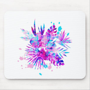 Tropical Leaves and Blossoms Mouse Pad
