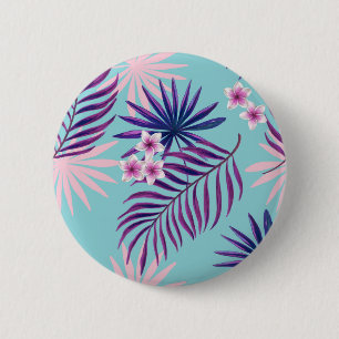 Tropical leaves and flowers 2 6 cm round badge