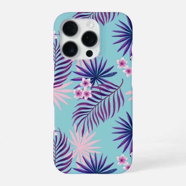 Tropical leaves and flowers 2 iPhone case (Back)