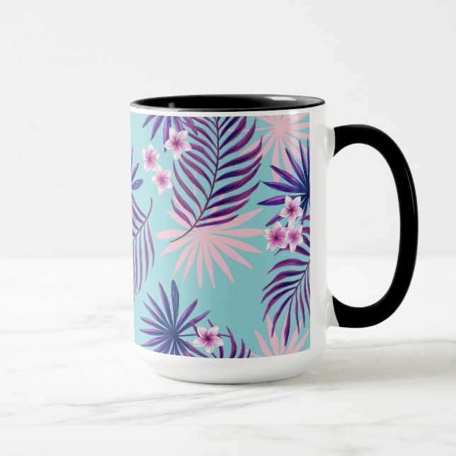Tropical leaves and flowers 2 mug (Right)