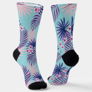 Tropical leaves and flowers 2 socks