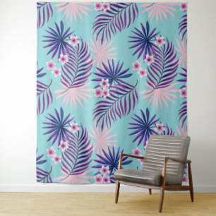 Tropical leaves and flowers 2 tapestry