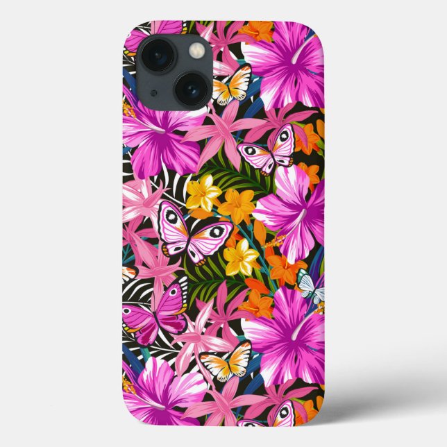 Tropical leaves and flowers Case-Mate iPhone case (Back)