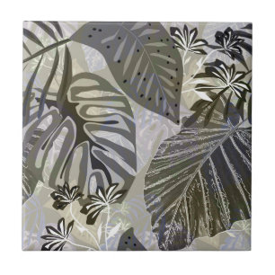 Tropical leaves and flowers. ceramic tile