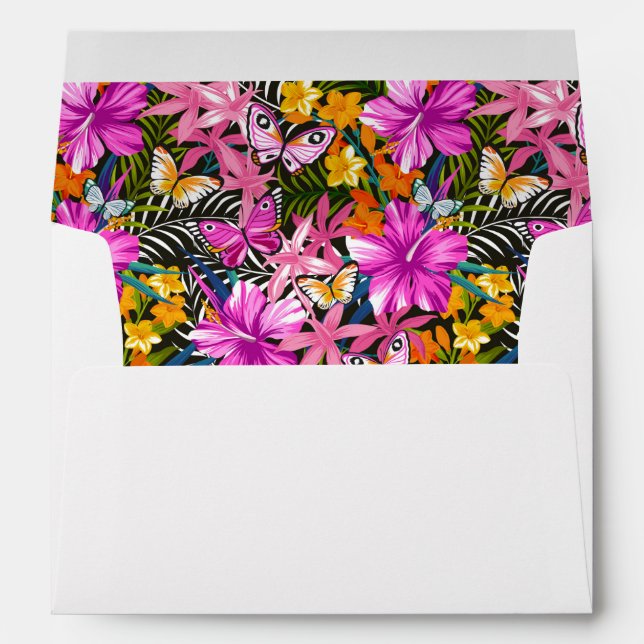 Tropical leaves and flowers envelopes (Back (Bottom))