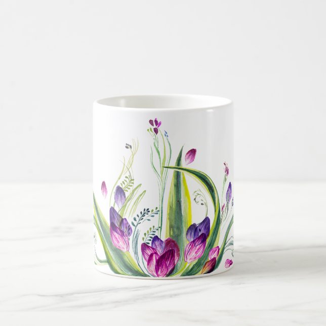 Tropical leaves and flowers for teatime coffee mug (Center)