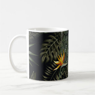 Tropical leaves and flowers in the night style. Se Coffee Mug