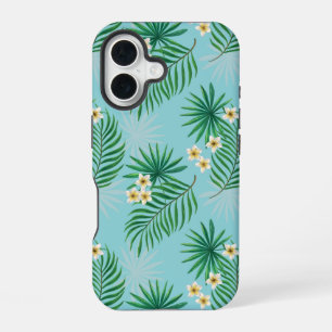 Tropical leaves and flowers iPhone 16 case