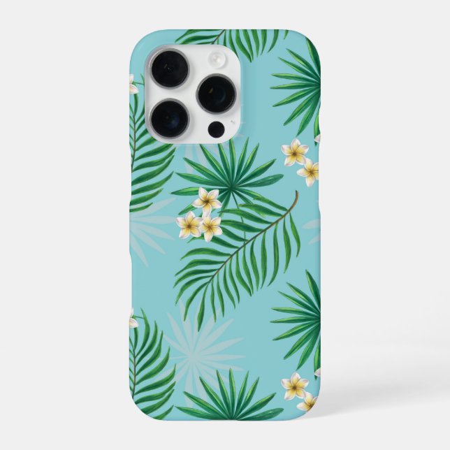 Tropical leaves and flowers iPhone case (Back)