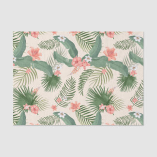 Tropical Leaves and Flowers Jungle Pattern Tissue Paper