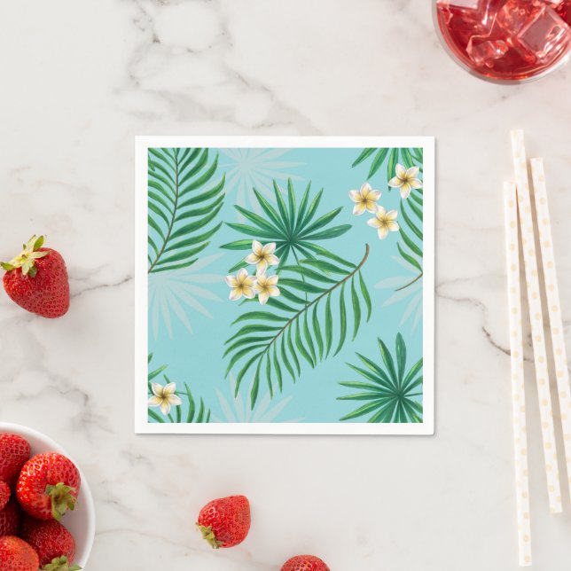 Tropical leaves and flowers napkin (Insitu)
