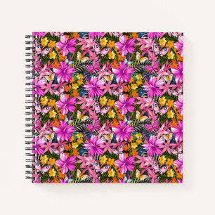 Tropical leaves and flowers notebook