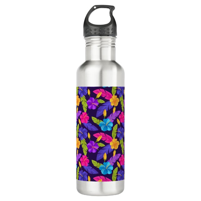 Tropical Leaves and Flowers Pattern-23857 710 Ml Water Bottle (Front)