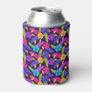 Tropical Leaves and Flowers Pattern-23857 Can Cooler
