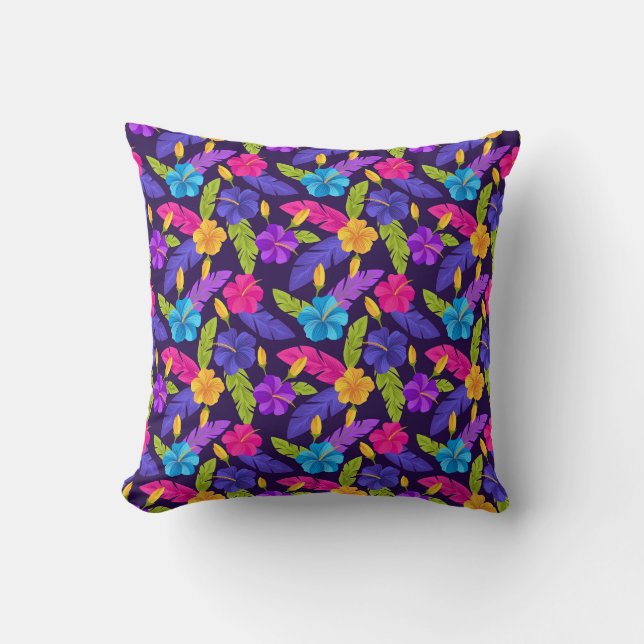 Tropical Leaves and Flowers Pattern-23857 Cushion (Front)