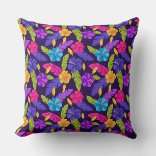 Tropical Leaves and Flowers Pattern-23857 Cushion