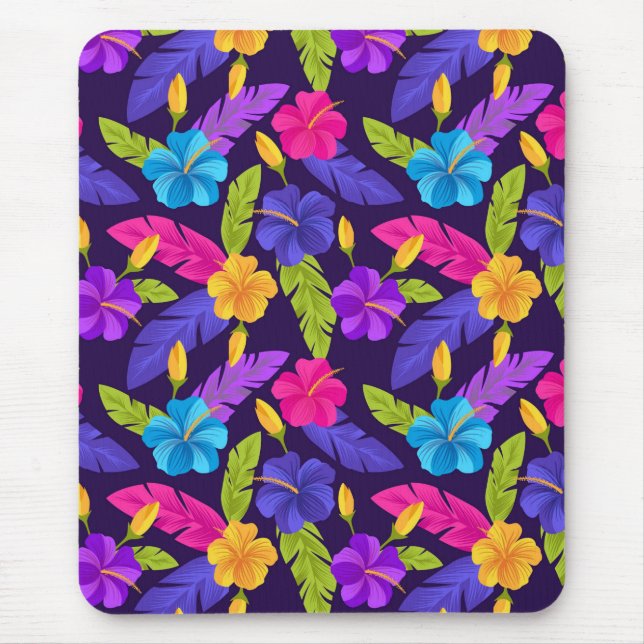 Tropical Leaves and Flowers Pattern-23857 Mouse Pad (Front)