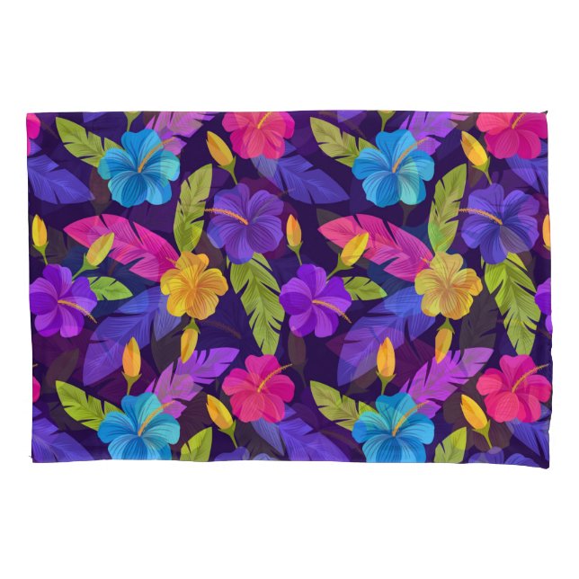 Tropical Leaves and Flowers Pattern-23857 Pillowcase (Front)