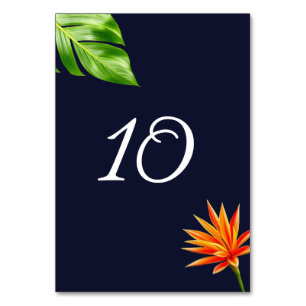 Tropical Leaves and Flowers Table Number