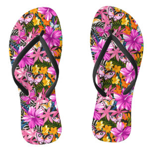 Tropical leaves and flowers thongs