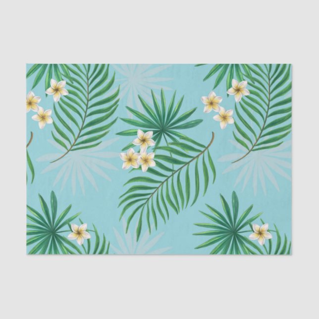 Tropical leaves and flowers tissue paper (Front)