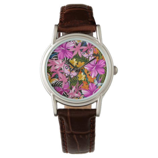 Tropical leaves and flowers watch (Front)