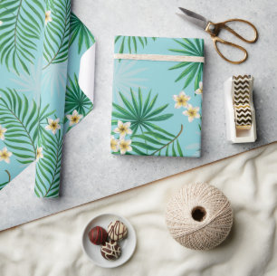 Tropical leaves and flowers wrapping paper
