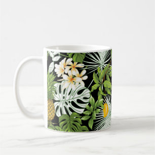 Tropical leaves and fruits seamless pattern coffee mug