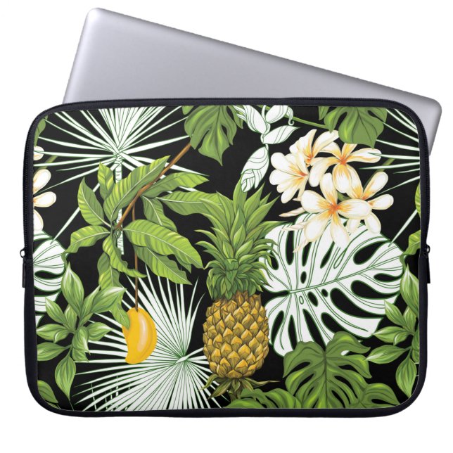 Tropical leaves and fruits seamless pattern laptop sleeve (Front)