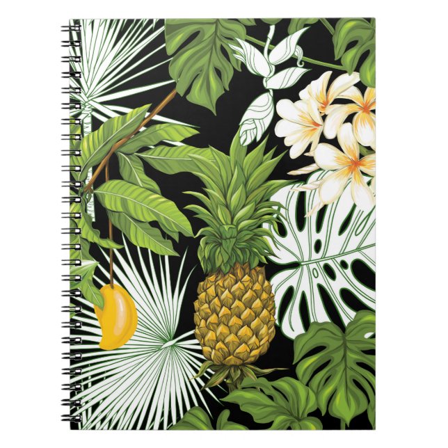 Tropical leaves and fruits seamless pattern notebook (Front)
