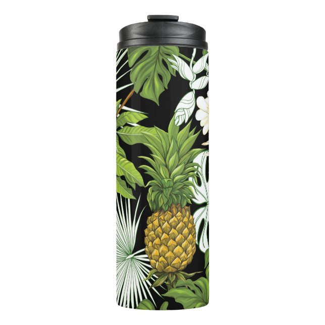 Tropical leaves and fruits seamless pattern thermal tumbler (Front)