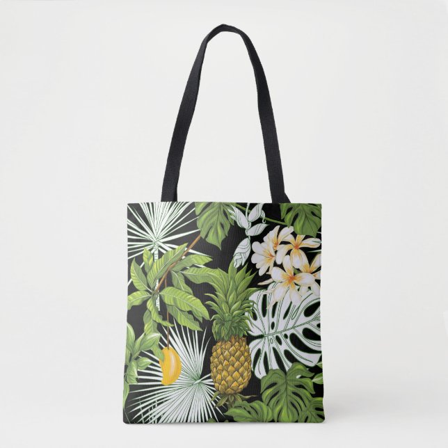 Tropical leaves and fruits seamless pattern tote bag (Front)