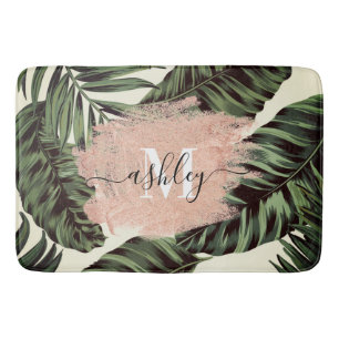 Tropical Leaves and Glitter Bath Mat