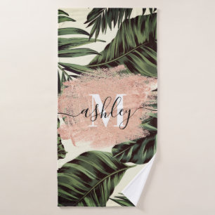 Tropical Leaves and Glitter Bath Towel