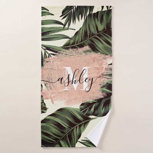Tropical Leaves and Glitter Bath Towel (Bath Towel)