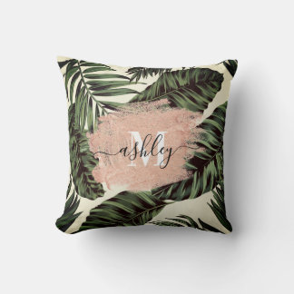 Tropical Leaves and Glitter Cushion