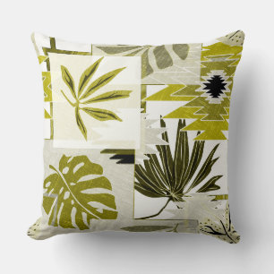 Tropical leaves and ornament elements. cushion