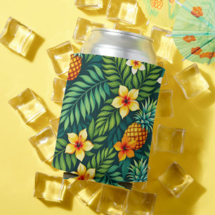 Tropical leaves and pineapple pattern can cooler