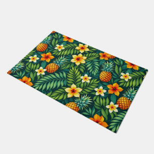 Tropical leaves and pineapple pattern doormat