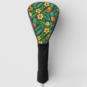 Tropical leaves and pineapple pattern golf head cover