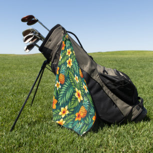 Tropical leaves and pineapple pattern golf towel