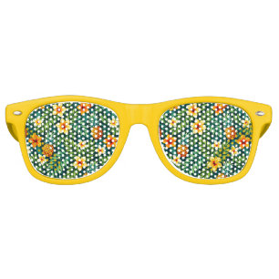 Tropical leaves and pineapple pattern retro sunglasses