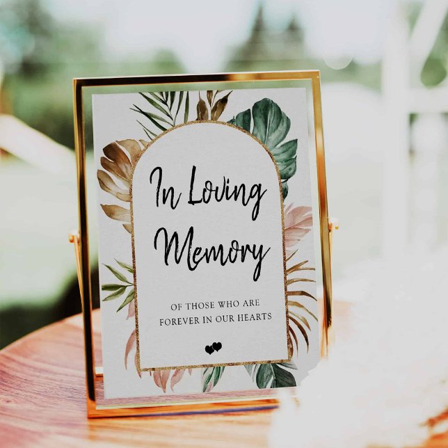 Tropical Leaves Arch Frame In Loving Memory Sign (Creator Uploaded)
