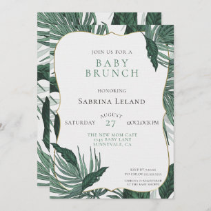 Tropical Leaves Baby Shower Brunch Green Invitation