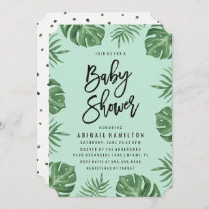 Tropical Leaves   Baby Shower Invitation